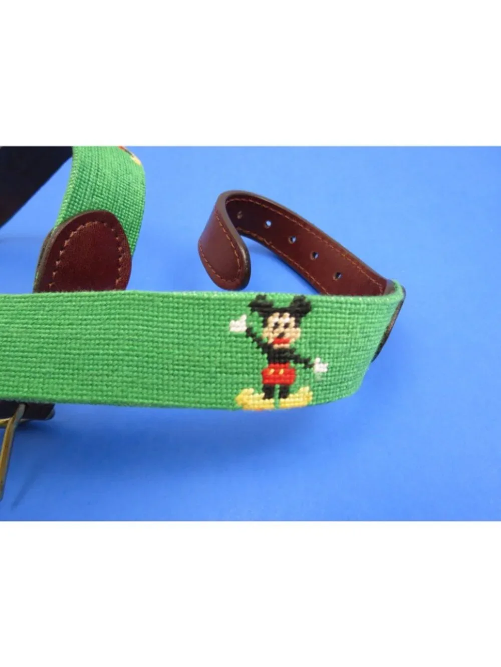 Smathers & Branson Needlepoint Green Mickey Mouse Disney Belt Size 37